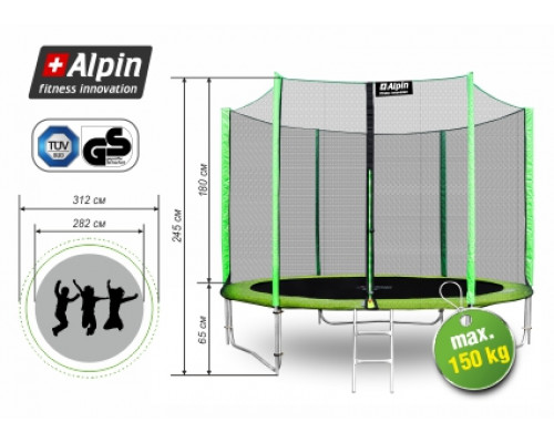 Купить Батут ALPIN 3,12 м с защитной сеткой и лестницей в Интернет магазин спортивной одежды и тренажеров  SayMarket фото 1
