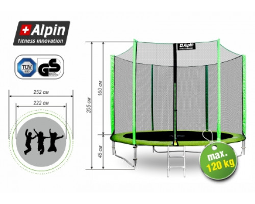 Купить Батут ALPIN 2,52м с защитной сеткой и лестницей в Интернет магазин спортивной одежды и тренажеров  SayMarket фото 2