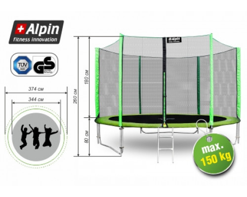 Купить Батут ALPIN 3,74м с защитной сеткой и лестницей в Интернет магазин спортивной одежды и тренажеров  SayMarket фото 2